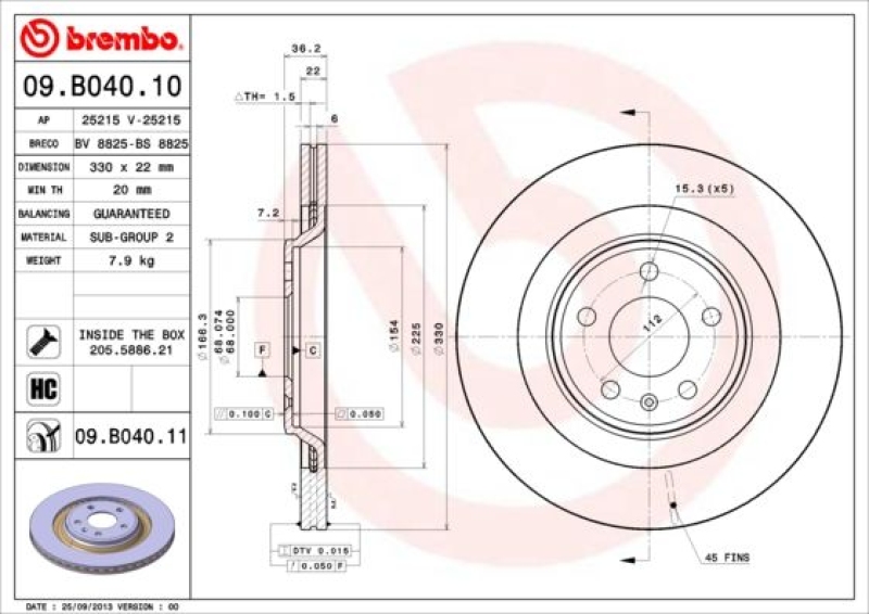 2x BREMBO Bremsscheibe COATED DISC LINE