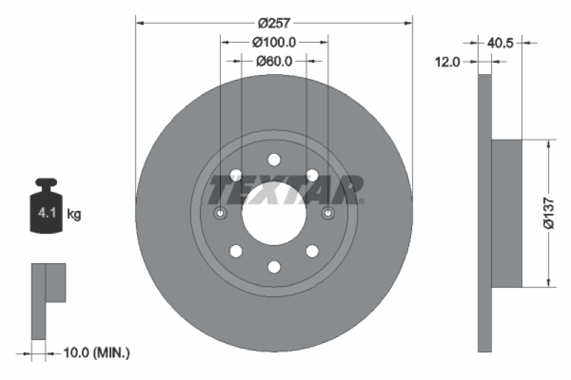 2x TEXTAR Bremsscheibe PRO