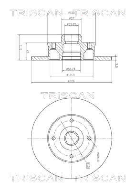 2x TRISCAN Bremsscheibe COATED 8120 10104C