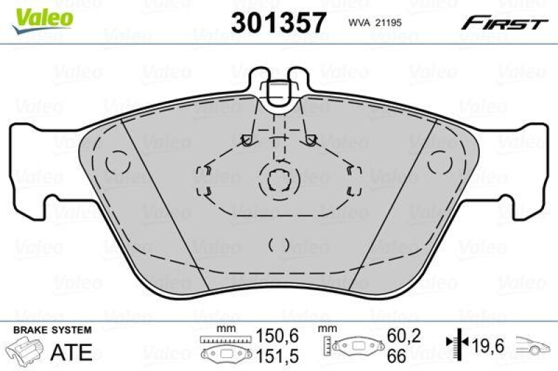 VALEO Bremsbelagsatz, Scheibenbremse ESSENTIAL 301357