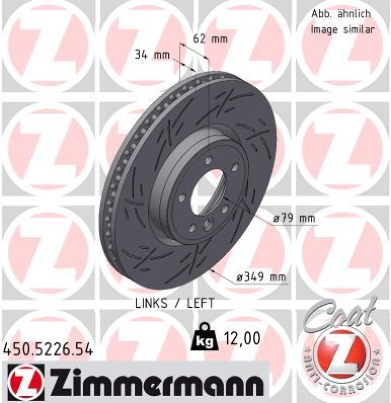 1x Zimmermann Bremsscheibe Black Z Ø349mm Vorne links passend für...