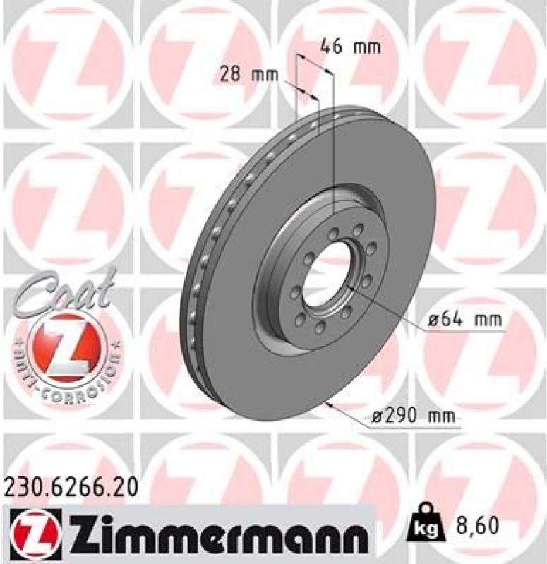 2x ZIMMERMANN Bremsscheibe COAT Z