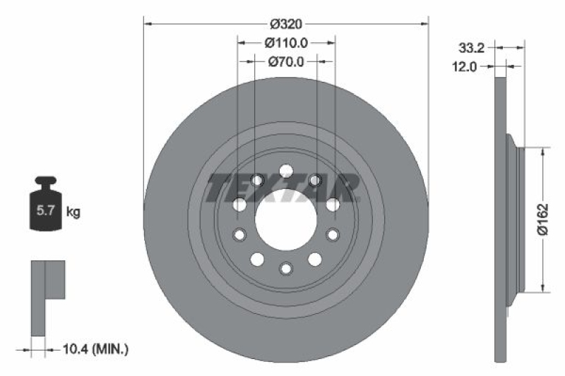 2x TEXTAR Bremsscheibe PRO