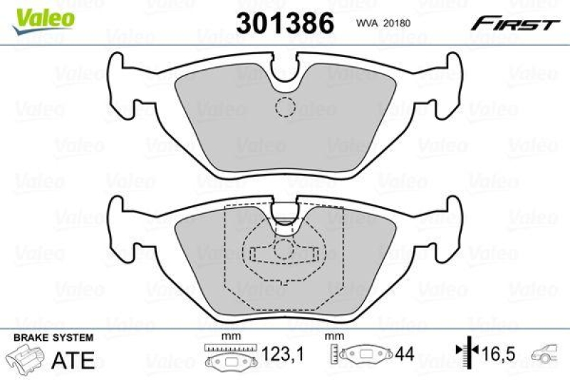 VALEO Bremsbelagsatz, Scheibenbremse ESSENTIAL 301386