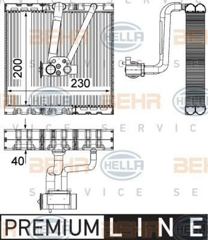 HELLA Evaporator, air conditioning BEHR HELLA SERVICE *** PREMIUM LINE ***