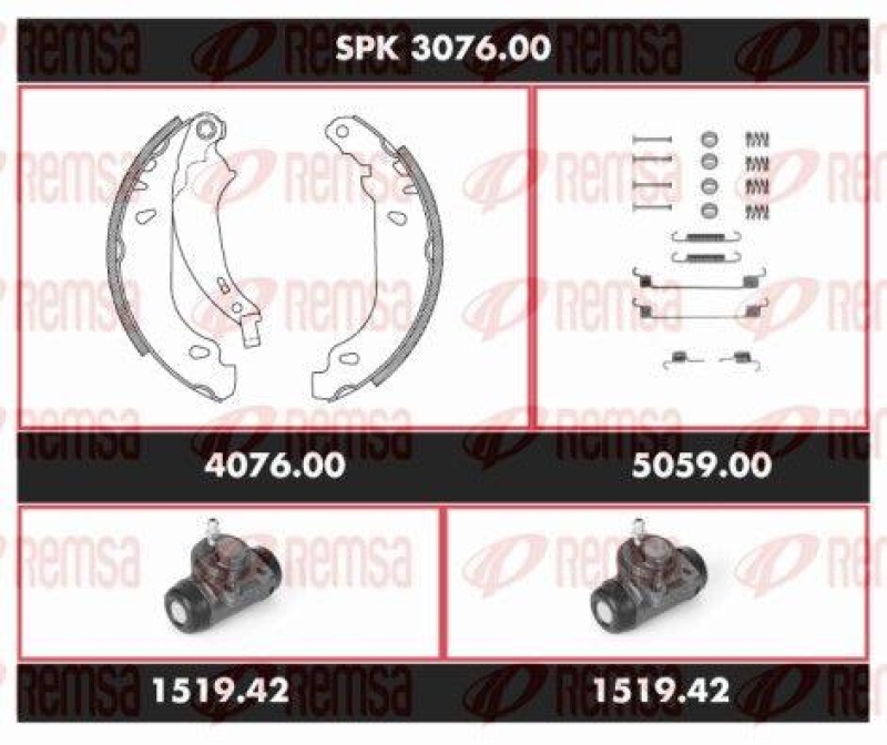 REMSA Brake Kit, drum brake Super Precision Kit