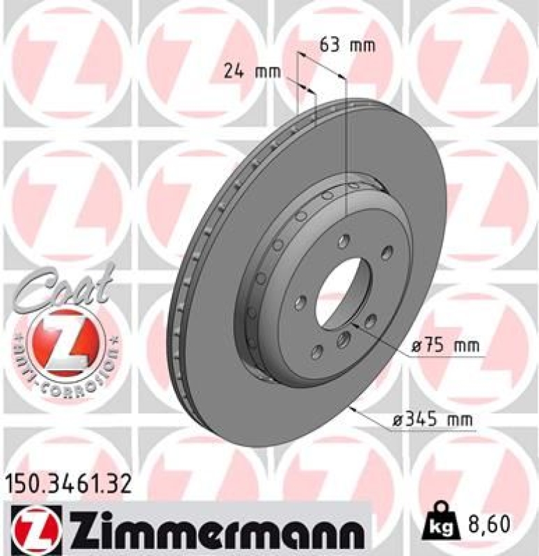 2x ZIMMERMANN Bremsscheibe FORMULA F COAT Z