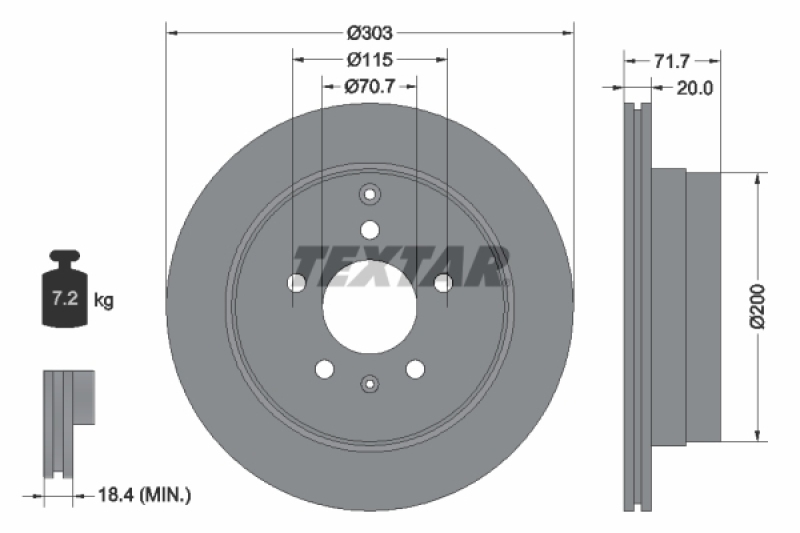 2x TEXTAR Bremsscheibe PRO 92165503