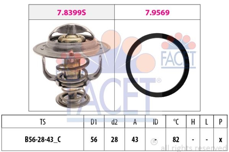 FACET Thermostat, coolant Made in Italy - OE Equivalent