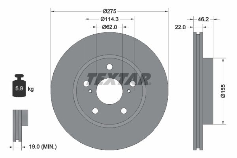 2x TEXTAR Bremsscheibe PRO 92163803
