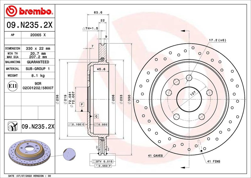 2x BREMBO Bremsscheibe XTRA LINE - Xtra