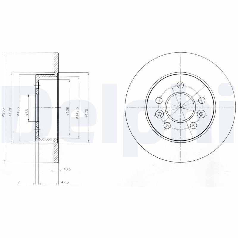 2x DELPHI Bremsscheibe BG3552