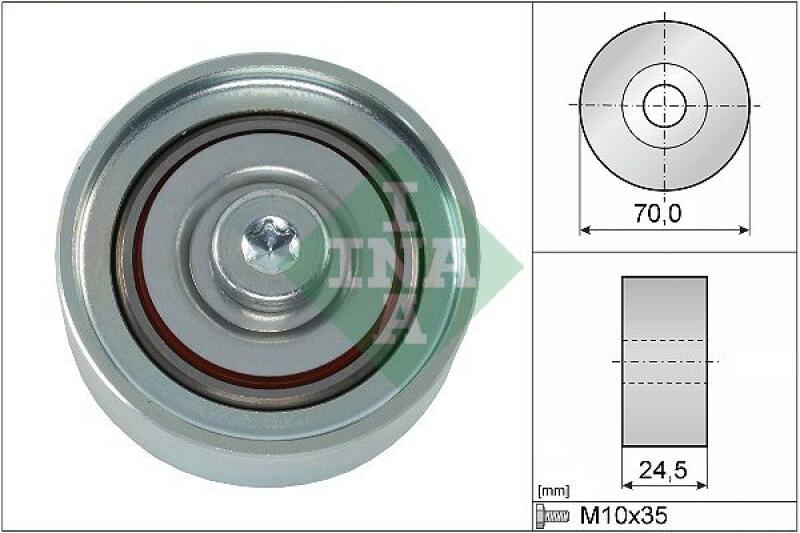 INA Deflection/Guide Pulley, V-ribbed belt