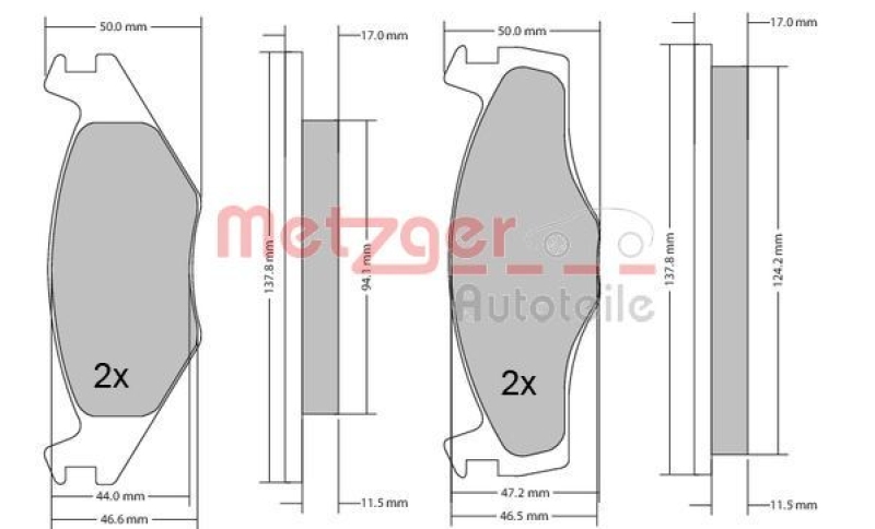 METZGER BREMSSCHEIBEN VOLL/MASSIV 239 mm + METZGER BREMSBELÄGE