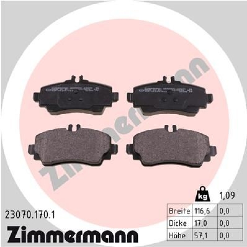 ZIMMERMANN Bremsbelagsatz, Scheibenbremse