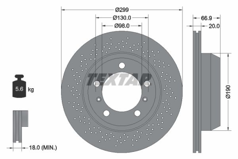 2x TEXTAR Bremsscheibe PRO 92165303