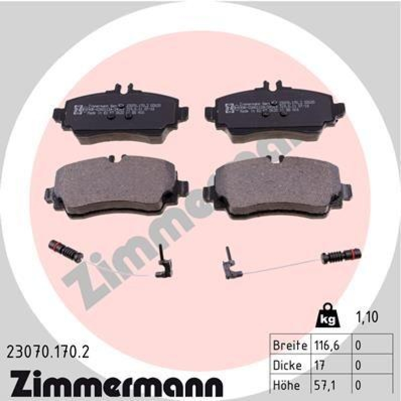 ZIMMERMANN Bremsbelagsatz, Scheibenbremse 23070.170.2