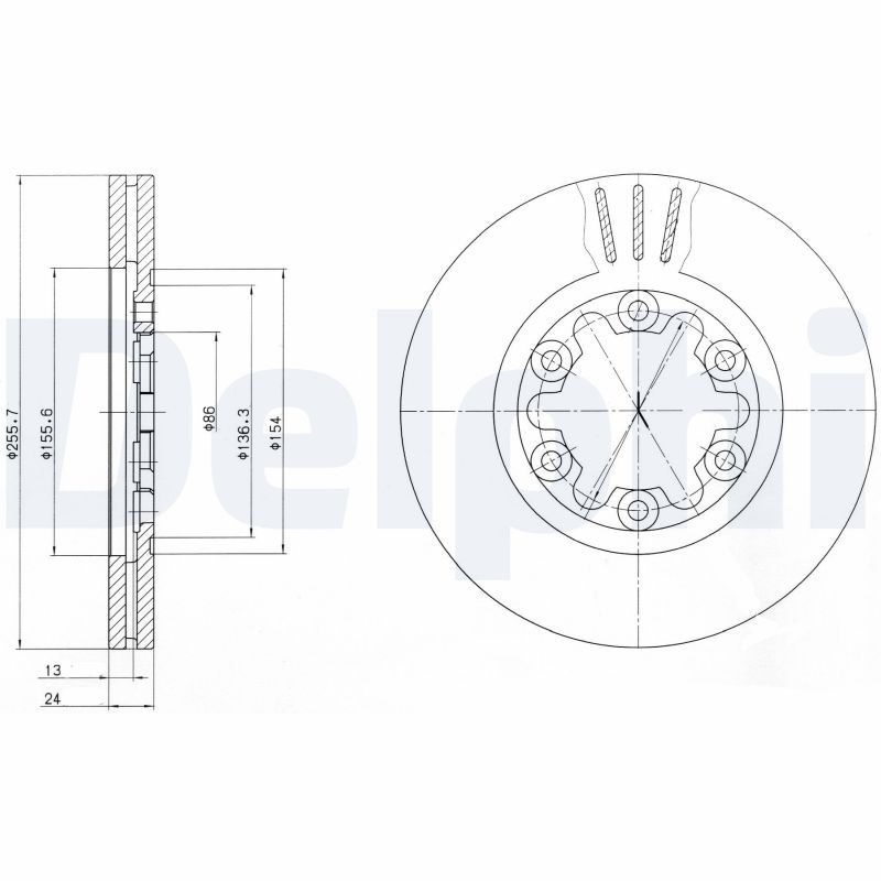 2x DELPHI Bremsscheibe BG3559
