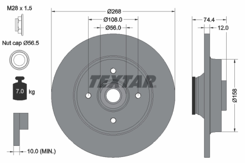 2x TEXTAR Bremsscheibe PRO