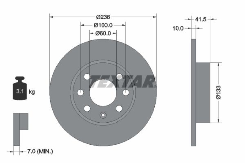 2x TEXTAR Bremsscheibe