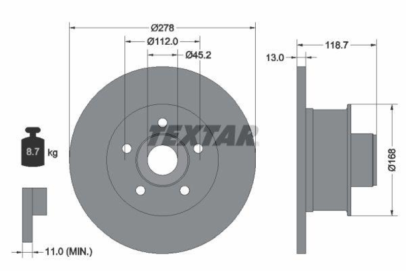 2x TEXTAR Bremsscheibe 92022000