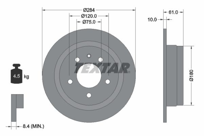 2x TEXTAR Bremsscheibe 92022400