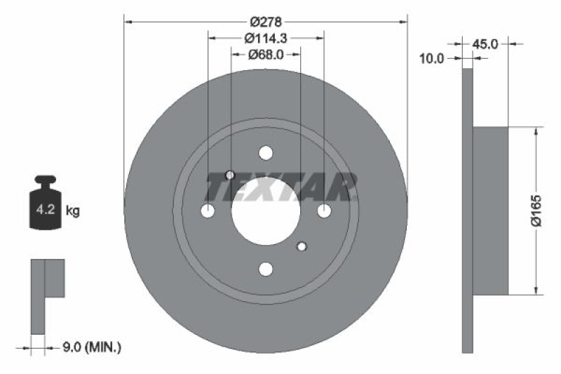 2x TEXTAR Bremsscheibe 92128700