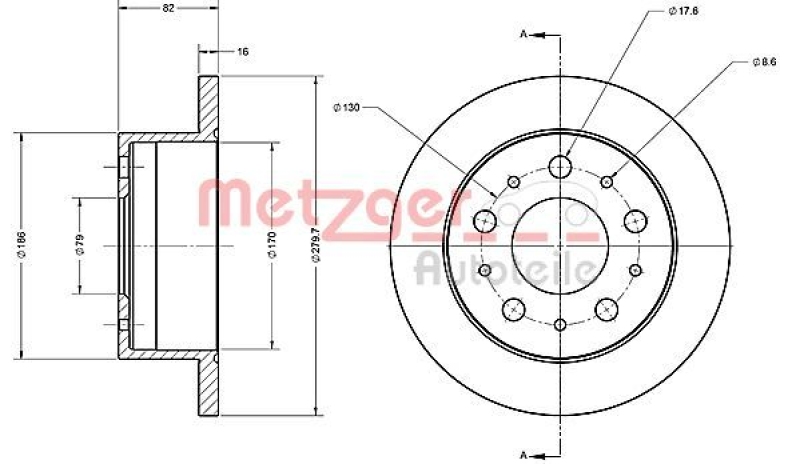 2x METZGER Bremsscheibe