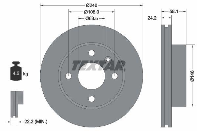 2x TEXTAR Bremsscheibe 92022900