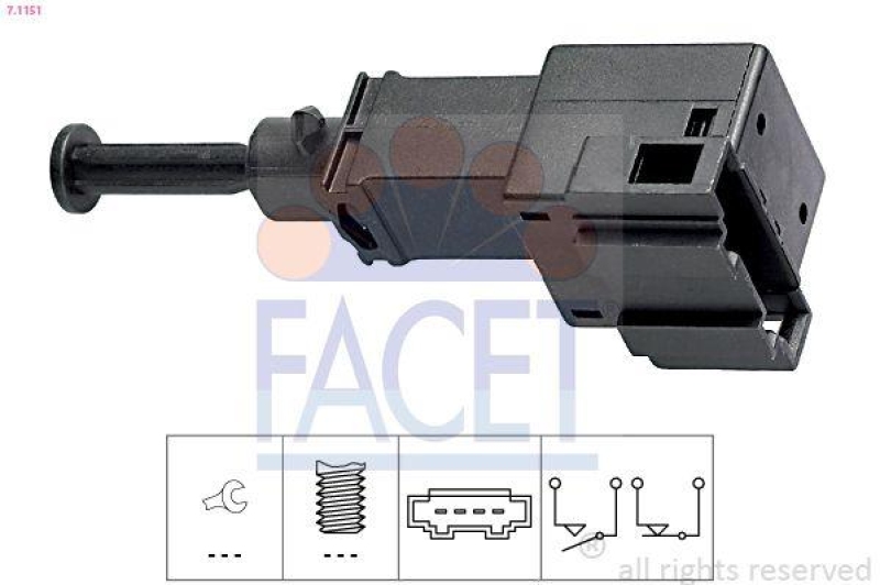 FACET Brake Light Switch Made in Italy - OE Equivalent