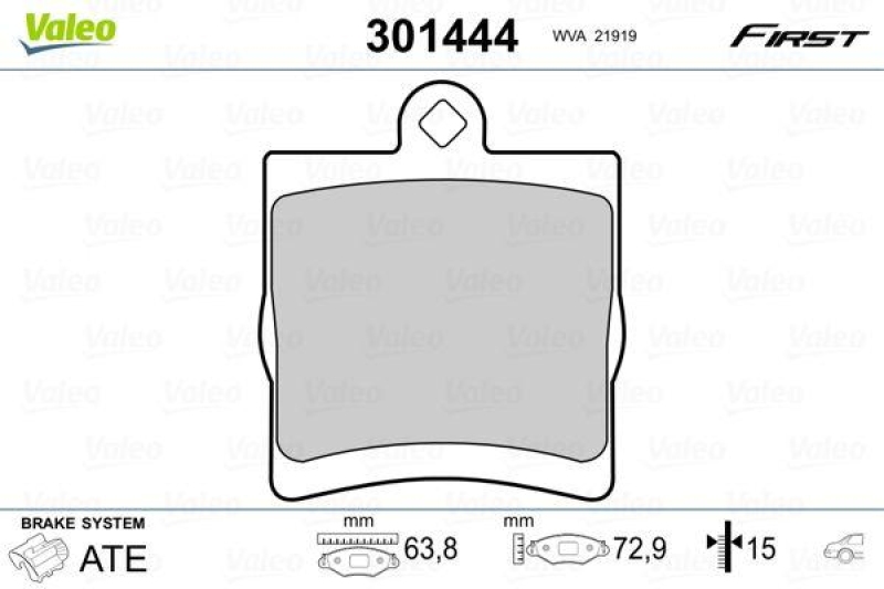 VALEO Bremsbelagsatz, Scheibenbremse ESSENTIAL 301444