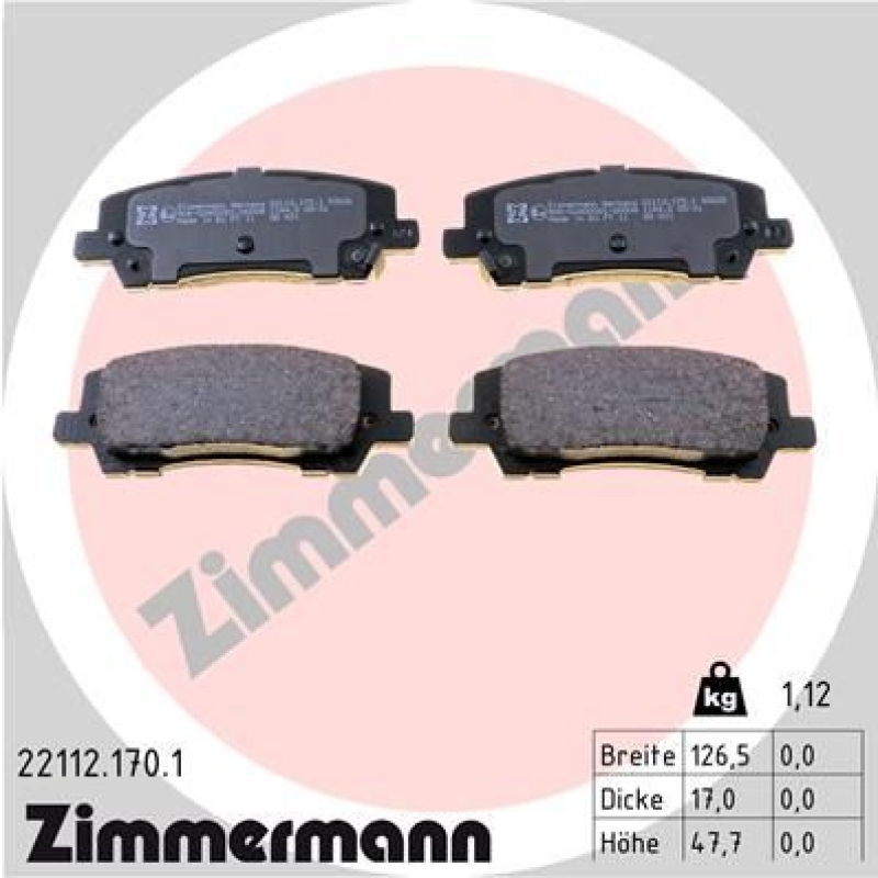 ZIMMERMANN Brake Pad Set, disc brake