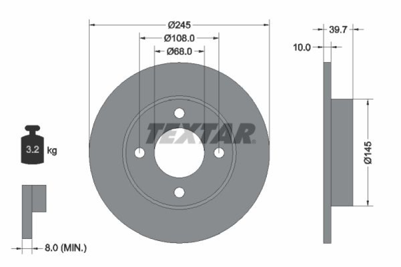 2x TEXTAR Bremsscheibe 92026300