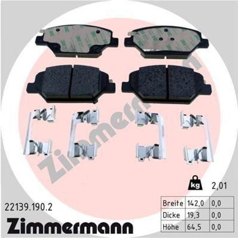 ZIMMERMANN Bremsbelagsatz, Scheibenbremse 22139.190.2