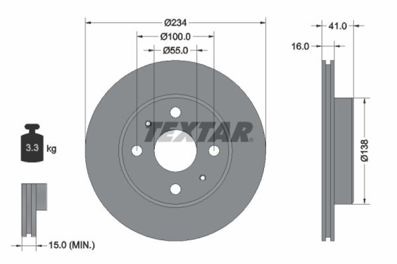 2x TEXTAR Brake Disc PRO
