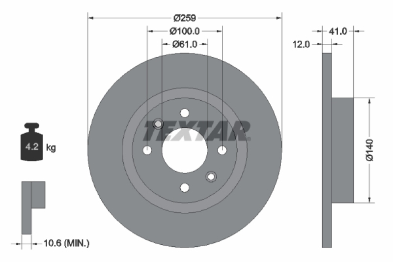 2x TEXTAR Brake Disc PRO