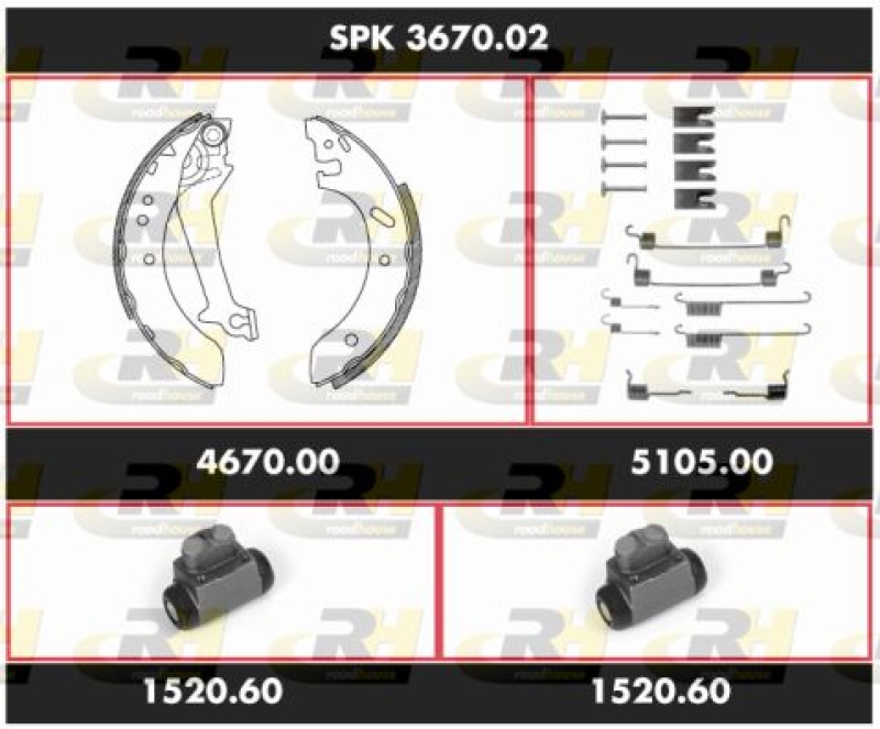 ROADHOUSE Brake Kit, drum brake Super Precision Kit