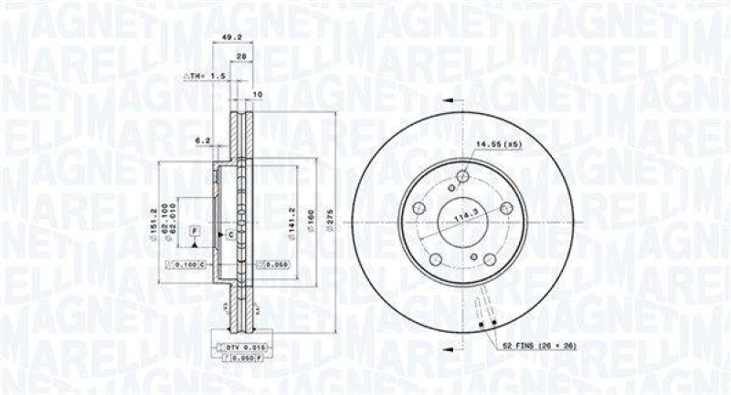 2x MAGNETI MARELLI Brake Disc