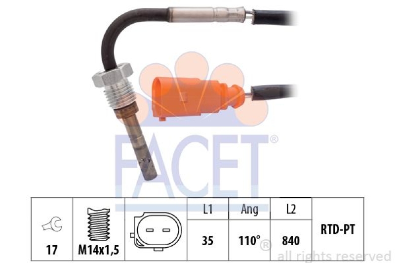 FACET Sensor, exhaust gas temperature Made in Italy - OE Equivalent
