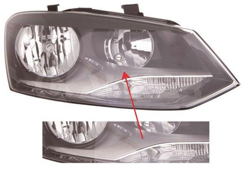 1x Halogen Hauptscheinwerfer passend für VW Polo 5 6R1 1.2 TSI 1.4 1.6 T...