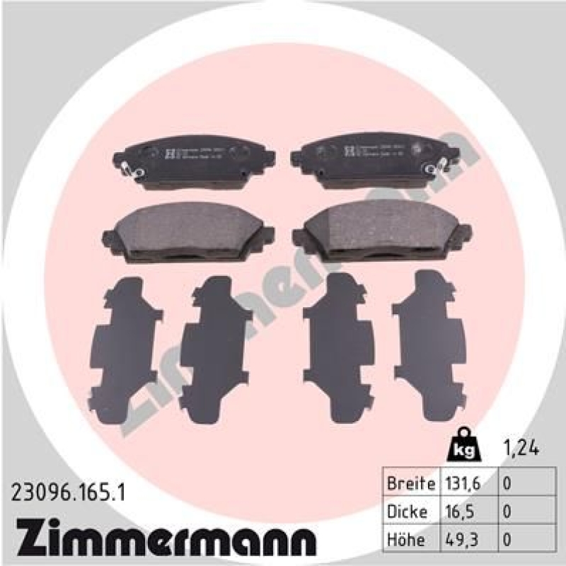 ZIMMERMANN Bremsbelagsatz, Scheibenbremse