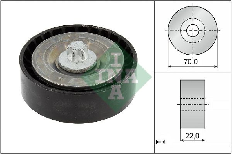 INA Deflection/Guide Pulley, V-ribbed belt