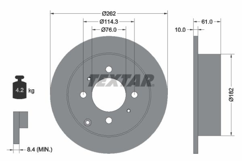 2x TEXTAR Bremsscheibe 92130900