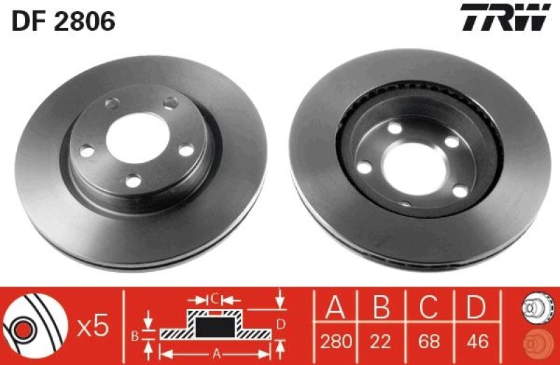 2x TRW Bremsscheibe