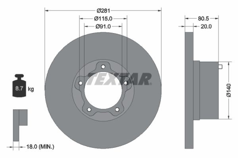 2x TEXTAR Bremsscheibe