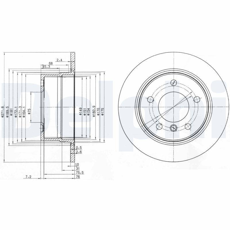 2x DELPHI Bremsscheibe BG3592