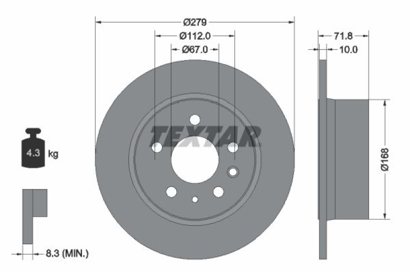 2x TEXTAR Bremsscheibe