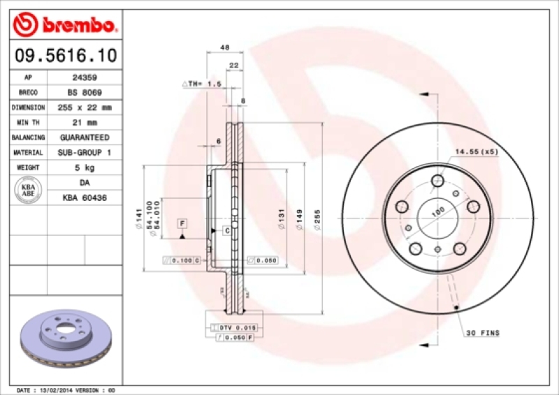 2x BREMBO Bremsscheibe PRIME LINE