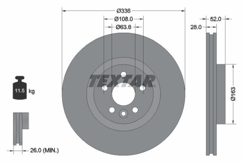 2x TEXTAR Bremsscheibe PRO 92168203
