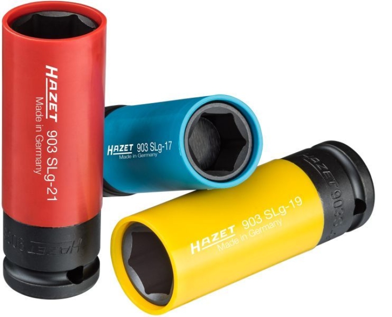 HAZET Schlagschrauber-Set max.678Nm Steckschlüssel Satz 17/19/21mm OS Handschuhe